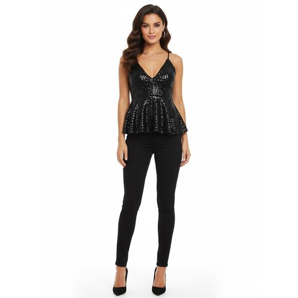 Forever 21 NWT Sequined Peplum Top Size M - Picture 2 of 10